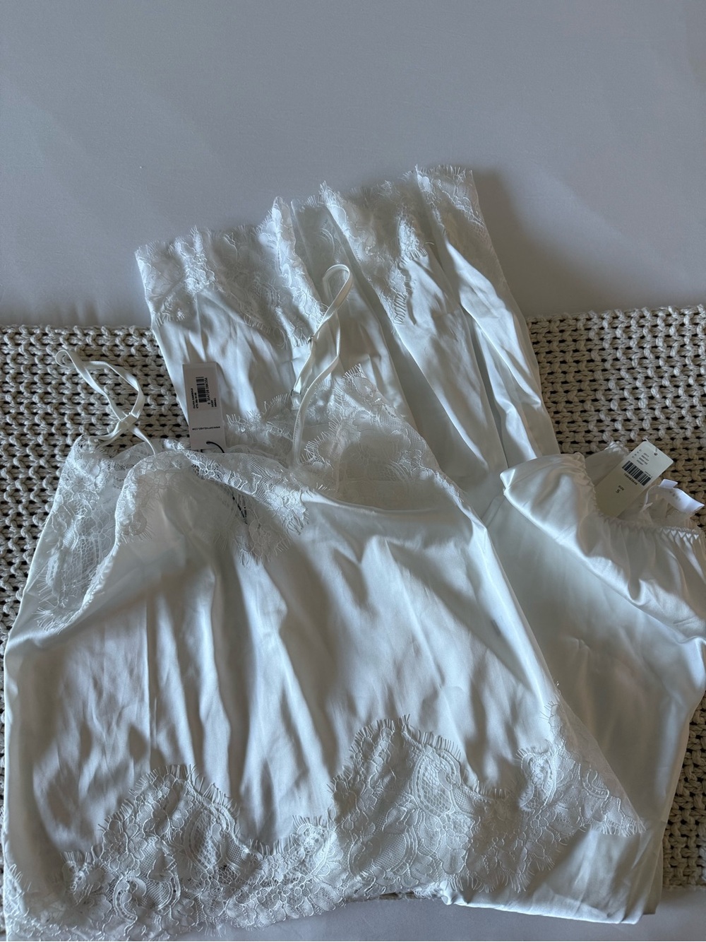 Cream Lace-Trim Wide Leg Pants - Picture 3 of 8